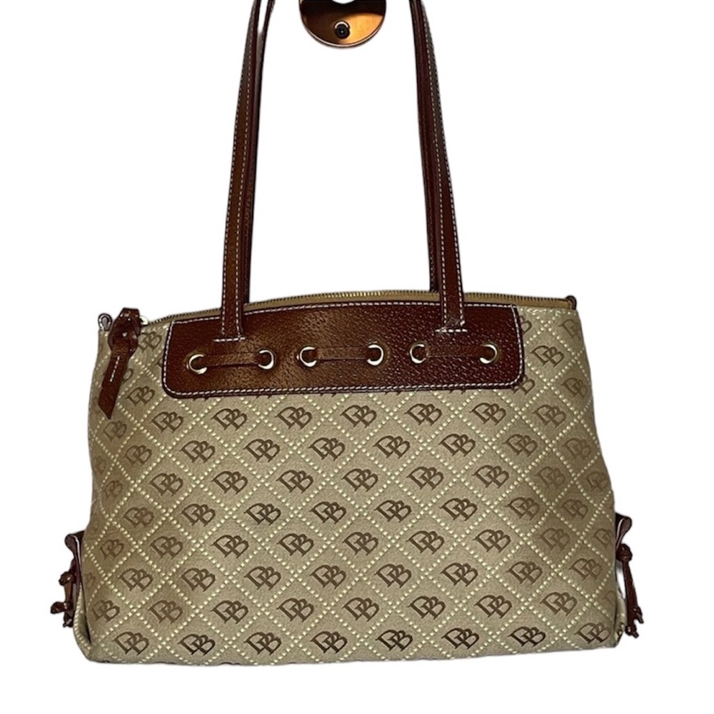 Vintage, Dooney & Bourke, Brown, Signature DB Canvas & Leather Handbag - Picture 2 of 5